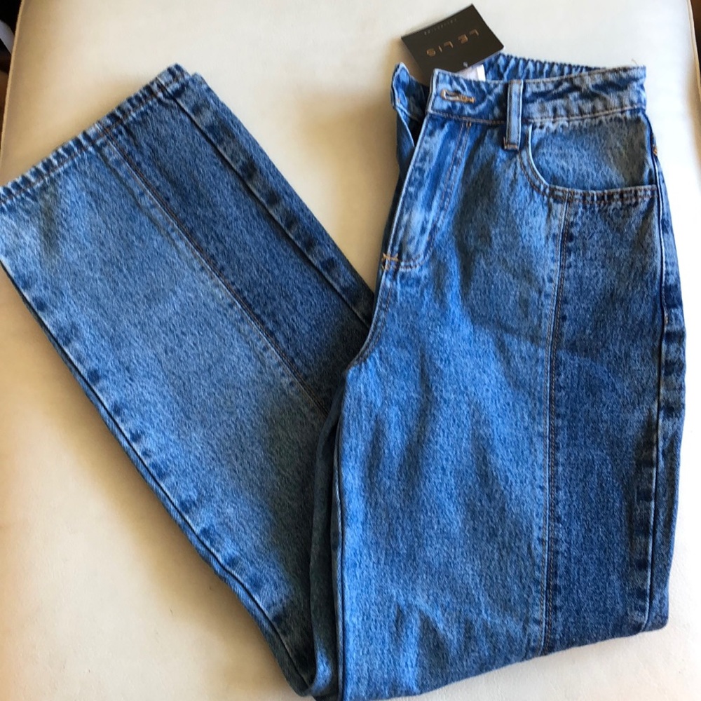 Le Lis two-tone blue wide-leg denim jean